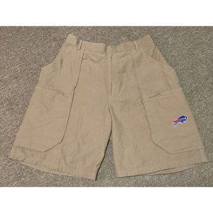 Vintage Mens Medium Reebok Onfield Beige Khaki Buffalo Bills NFL Cargo Shorts